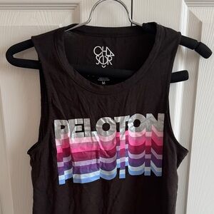 Chaser Women's Black Muscle Tee with Multicolor Peloton Design